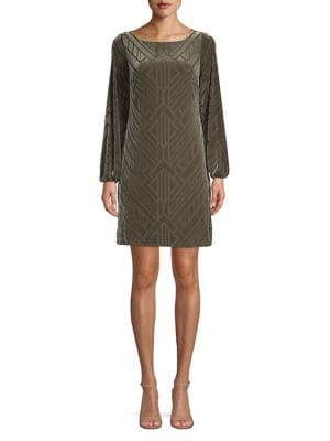 Vince Camuto Long-sleeve Velvet Shift Dress