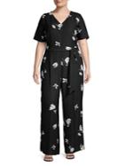 Vince Camuto Plus Floral Short Sleeve Jumpsuit