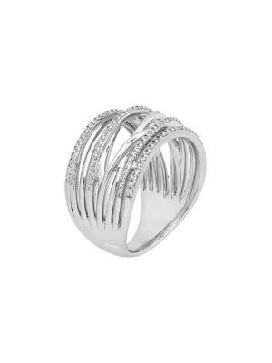 Lord & Taylor Diamond And Sterling Silver Multi-row Ring