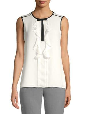 Karl Lagerfeld Paris Contrast Ruffle Bow Blouse