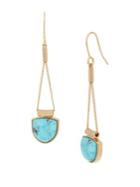 Kenneth Cole New York Rough Luxe Geometric Semi-precious Turquoise Stone Long Drop Earrings