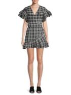 Cmeo Collective Belted Plaid Ruffle Mini Dress