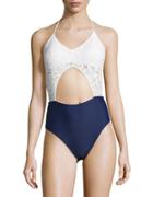 Design Lab Lord & Taylor Solid Halterneck One-piece Swimsuit