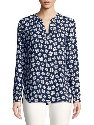 Anne Klein Printed Split Neck Top