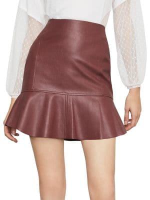 Bcbgmaxazria Faux Leather Flounced Skirt