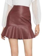 Bcbgmaxazria Faux Leather Flounced Skirt