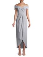 Xscape Plus Off-the-shoulder Draped Gown