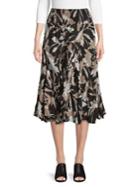 Context Pleated Tropical Silhouette Midi Skirt
