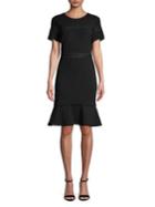 Karl Lagerfeld Paris Short-sleeve Lace-trim Sheath Dress