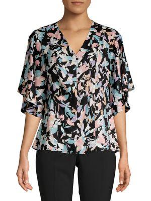 Donna Karan V-neck Floral Blouse
