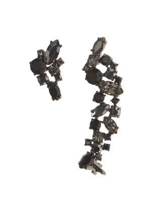 Marchesa Jet Mismatched Crawler Earrings