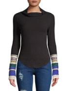 Free People Mixed-cuff Rib-knit Sweater