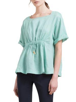 Donna Karan Linen Drawstring Tee