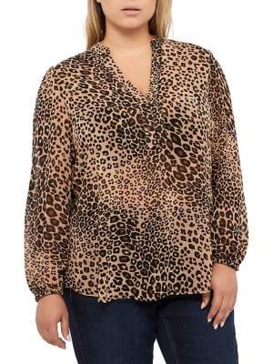 Addition Elle Michel Studio Plus Balloon-sleeve Pop-over Blouse