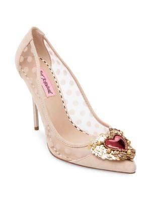 Betsey Johnson Fanne Sequined Heart Stilettos