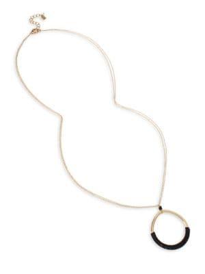 Robert Lee Morris Soho Leather-wrapped Teardrop Pendant Long Necklace