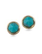 Lauren Ralph Lauren Match Point Reconstituted Turquoise 12k Gold-plated Round Stud Pierced Earrings
