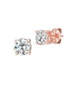 Crislu Classic Solitaire Brilliant Crystal And Sterling Silver Stud Earrings
