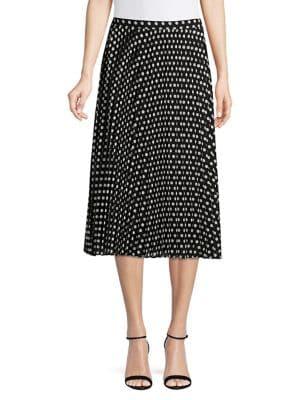 Calvin Klein Dot Pleated Midi Skirt