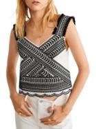 Mango Embroidered Cotton-blend Top