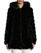 Portrait Petite Velvet Faux Fur Hooded Coat