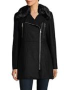 Karl Lagerfeld Paris Faux Fur Asymmetrical Zip Jacket
