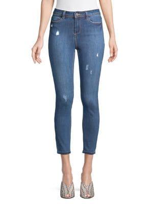 Design Lab Ripped Clean-hem Skinny Crop Jeans