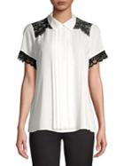 Karl Lagerfeld Paris Lace-trimmed Pleated Top