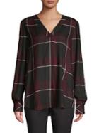 Vince Camuto Windowpane V-neck Blouse