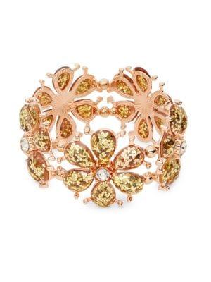 Design Lab Rose Goldtone Floral Cuff Bracelet