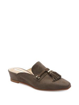 Tahari Reveal Tassel Suede Mules