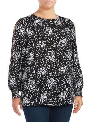 Michael Michael Kors Plus Bicolor Mod Floral Blouse