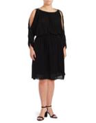 Rachel Rachel Roy Plus Plus Cold-shoulder Blouson Dress