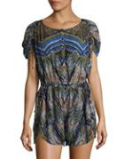 Free People Printed Button-front Romper