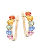 Lord & Taylor 14k Yellow Gold And Multi-colored Sapphire Hoop Earrings