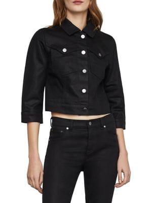 Bcbgmaxazria Foiled Stretch Denim Cropped Jacket