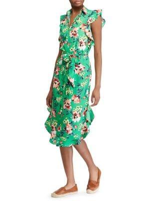 Lauren Ralph Lauren Floral Ruffle Crepe Dress