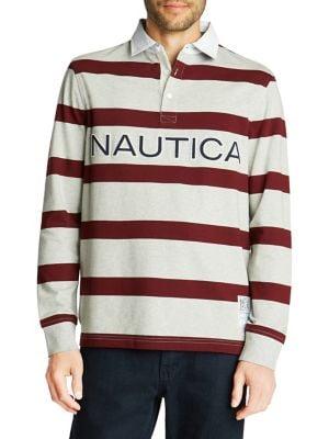 Nautica Classic-fit Long-sleeve Striped Jersey Polo