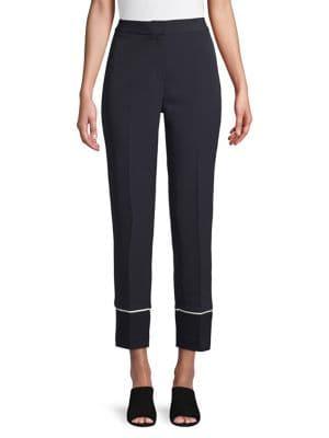 T Tahari Piped Straight-leg Pants