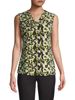 Kasper Abstract-brush Sleeveless Top