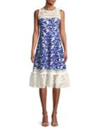 Belle Badgley Mischka Embroidered Lace Midi Dress