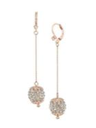 Miriam Haskell Sparkle Sphere Rose Goldtone And Crystal Fireball Linear Drop Earrings