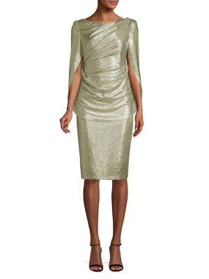 Betsy & Adam Metallic Cape Sheath Dress