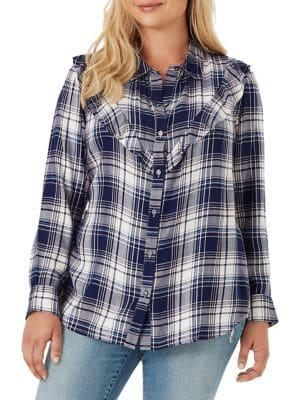 Jessica Simpson Plus Plus Petunia Plaid Button-down Shirt