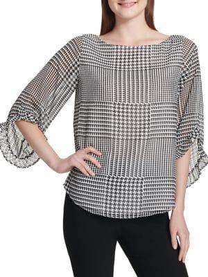 Calvin Klein Printed Quarter-sleeve Top