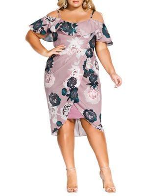 City Chic Plus Floral Quartz Dress