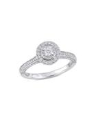 Sonatina Raised Diamond And 14k White Gold Double Halo Engagement Ring