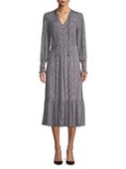 Michael Michael Kors Checkered Long Sleeve Midi Dress