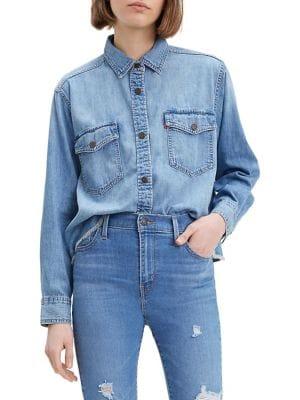 Levi's Fringed Hem Denim Shirt