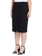 Tahari Arthur S. Levine Plus Asymmetric Ruffle-slit Skirt